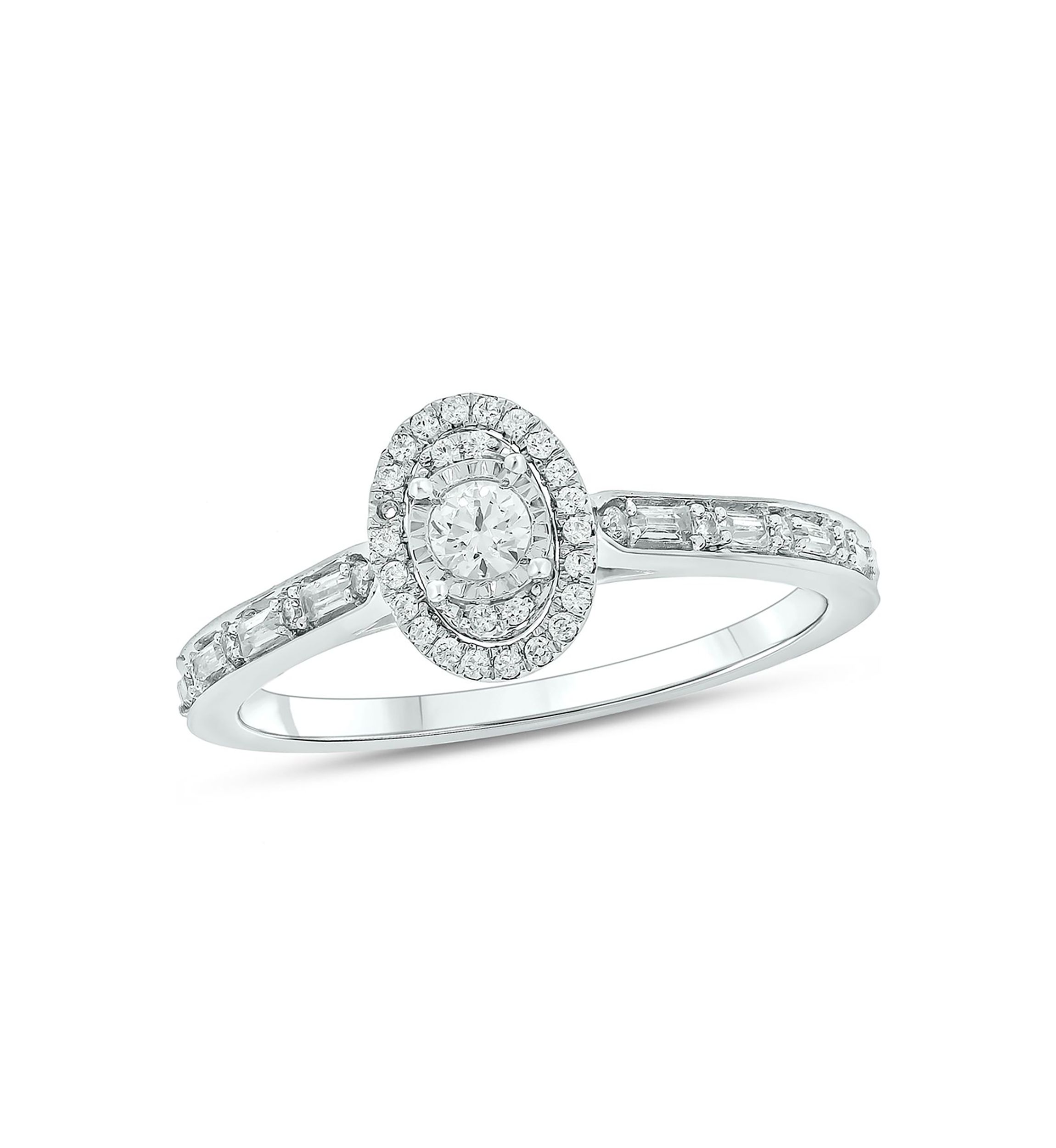 1/4 ct. t.w. Diamond Miracle Plate Oval Fashion Ring In 10K White Gold