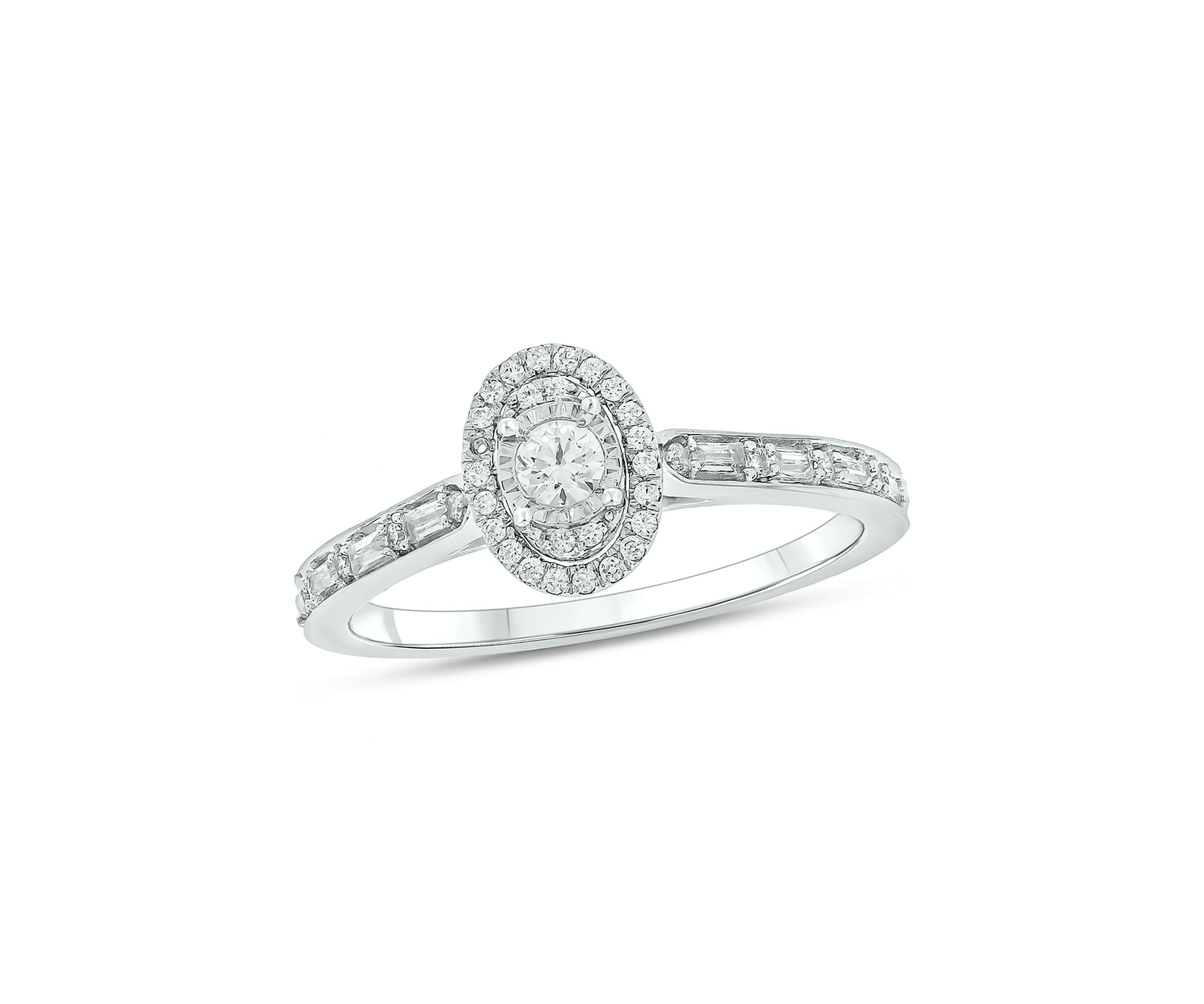 1/4 ct. t.w. Diamond Miracle Plate Oval Fashion Ring In 10K White Gold