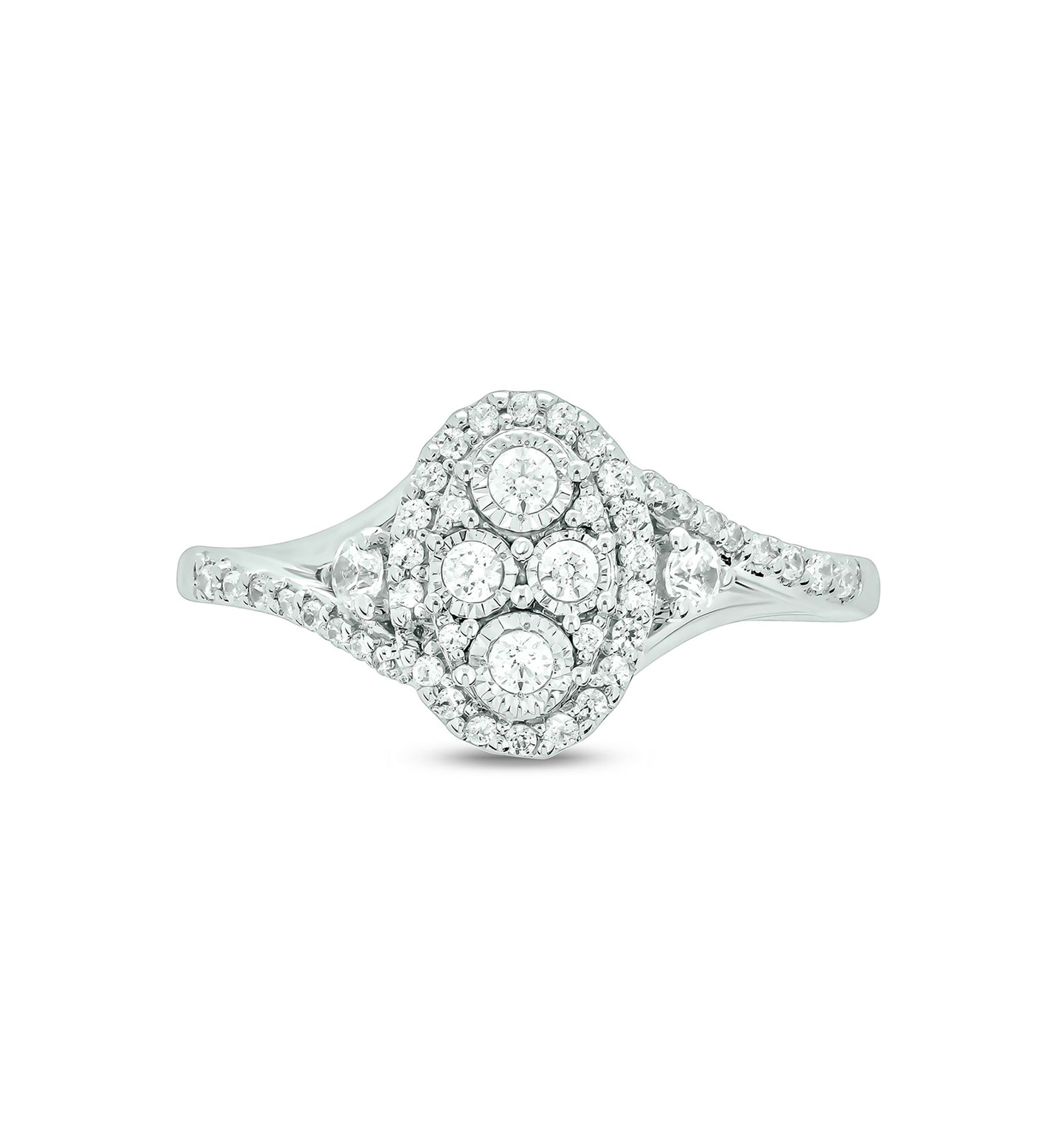 1/3 ct. t.w. Diamond Miracle Plate Oval Ring In Sterling Silver