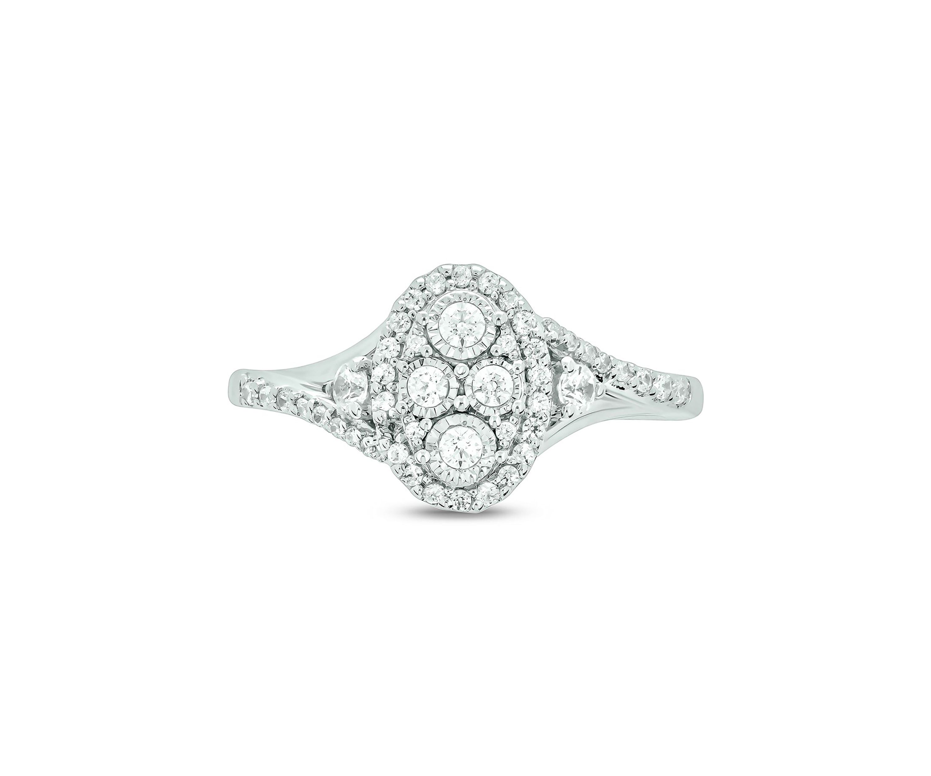 1/3 ct. t.w. Diamond Miracle Plate Oval Ring In Sterling Silver