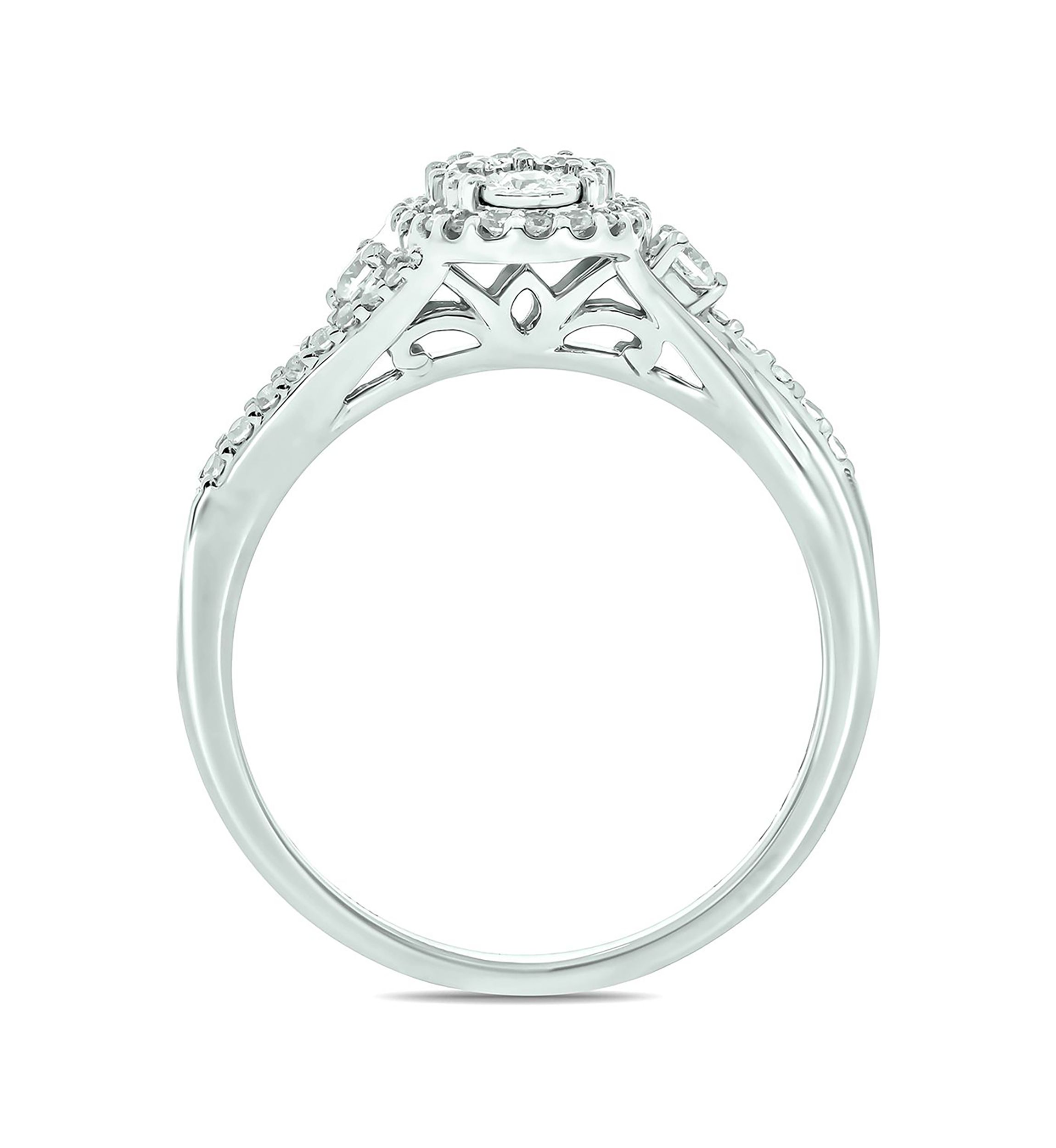 1/3 ct. t.w. Diamond Miracle Plate Oval Ring In Sterling Silver