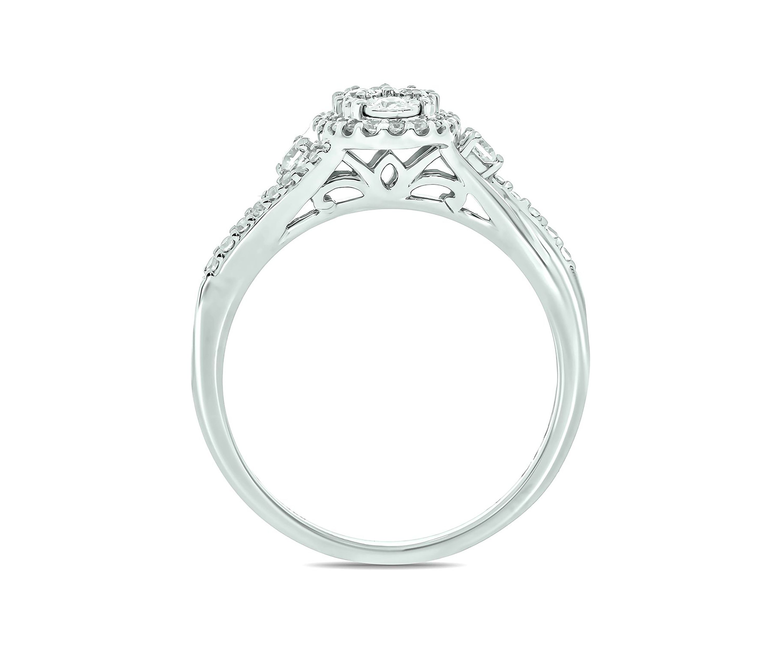 1/3 ct. t.w. Diamond Miracle Plate Oval Ring In Sterling Silver