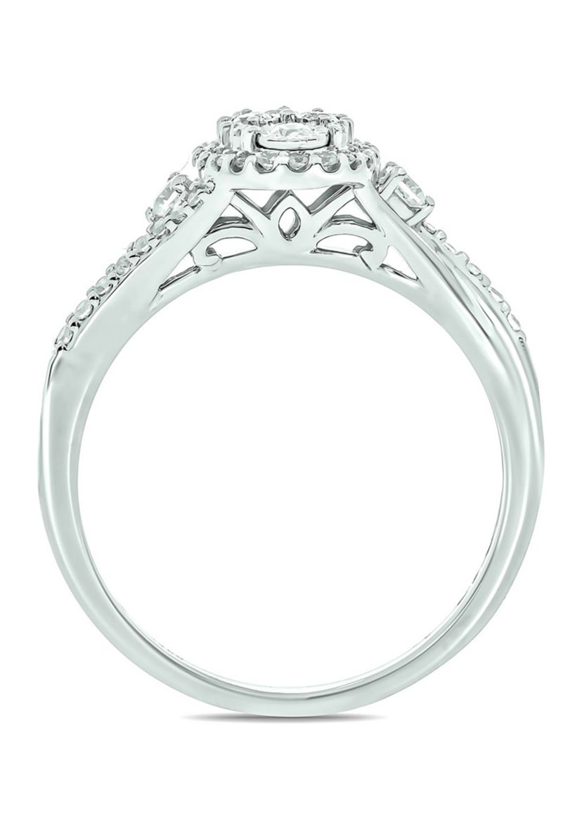 1/3 ct. t.w. Diamond Miracle Plate Oval Ring In Sterling Silver