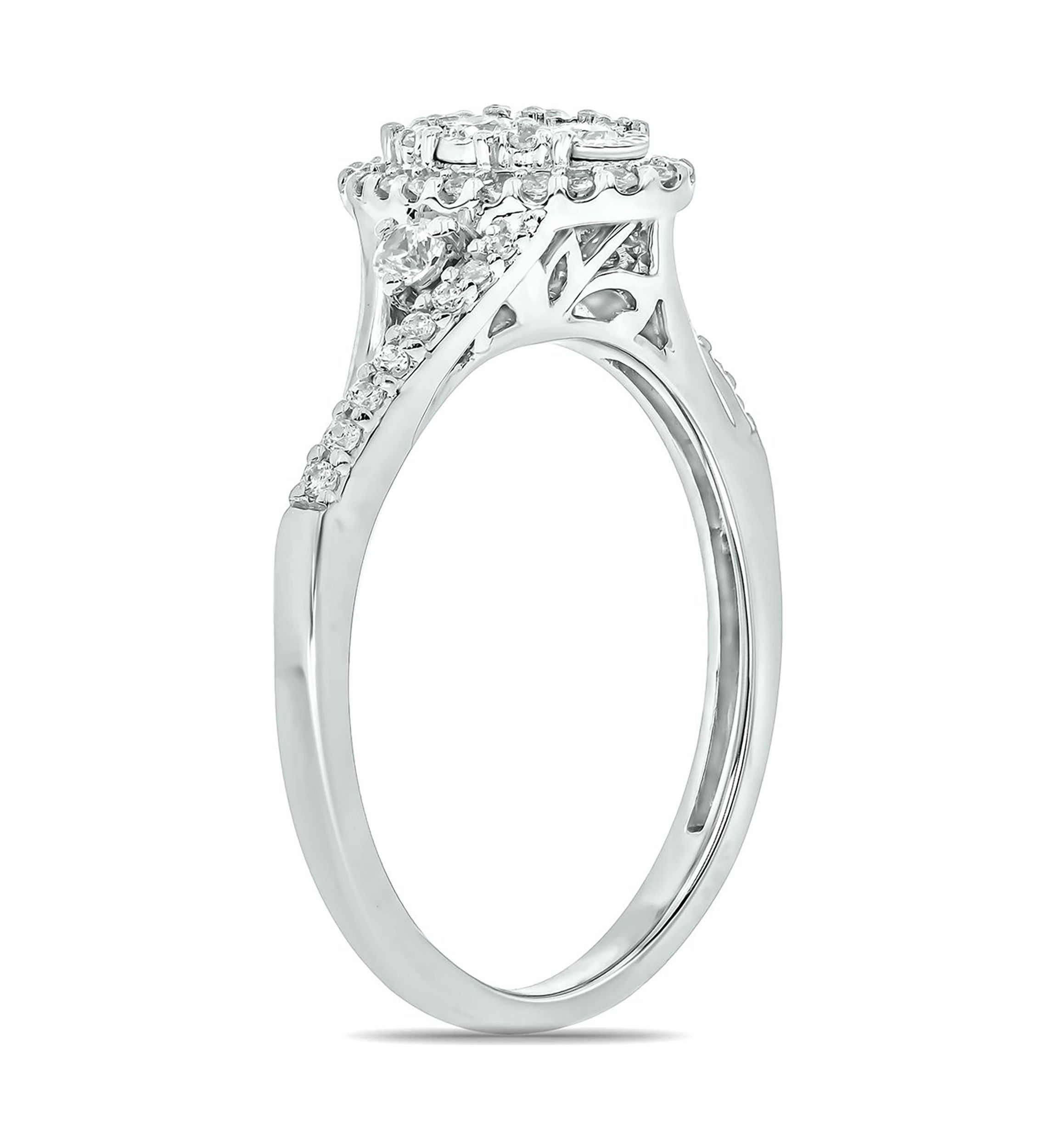 1/3 ct. t.w. Diamond Miracle Plate Oval Ring In Sterling Silver