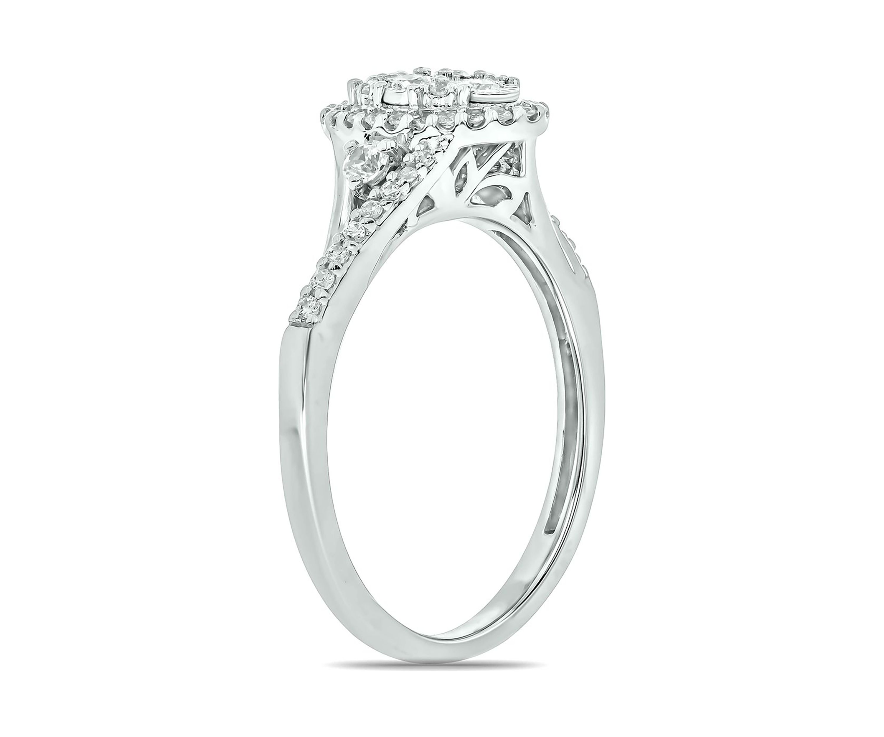 1/3 ct. t.w. Diamond Miracle Plate Oval Ring In Sterling Silver