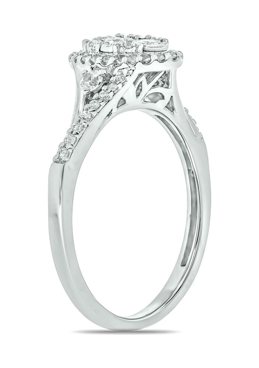 1/3 ct. t.w. Diamond Miracle Plate Oval Ring In Sterling Silver