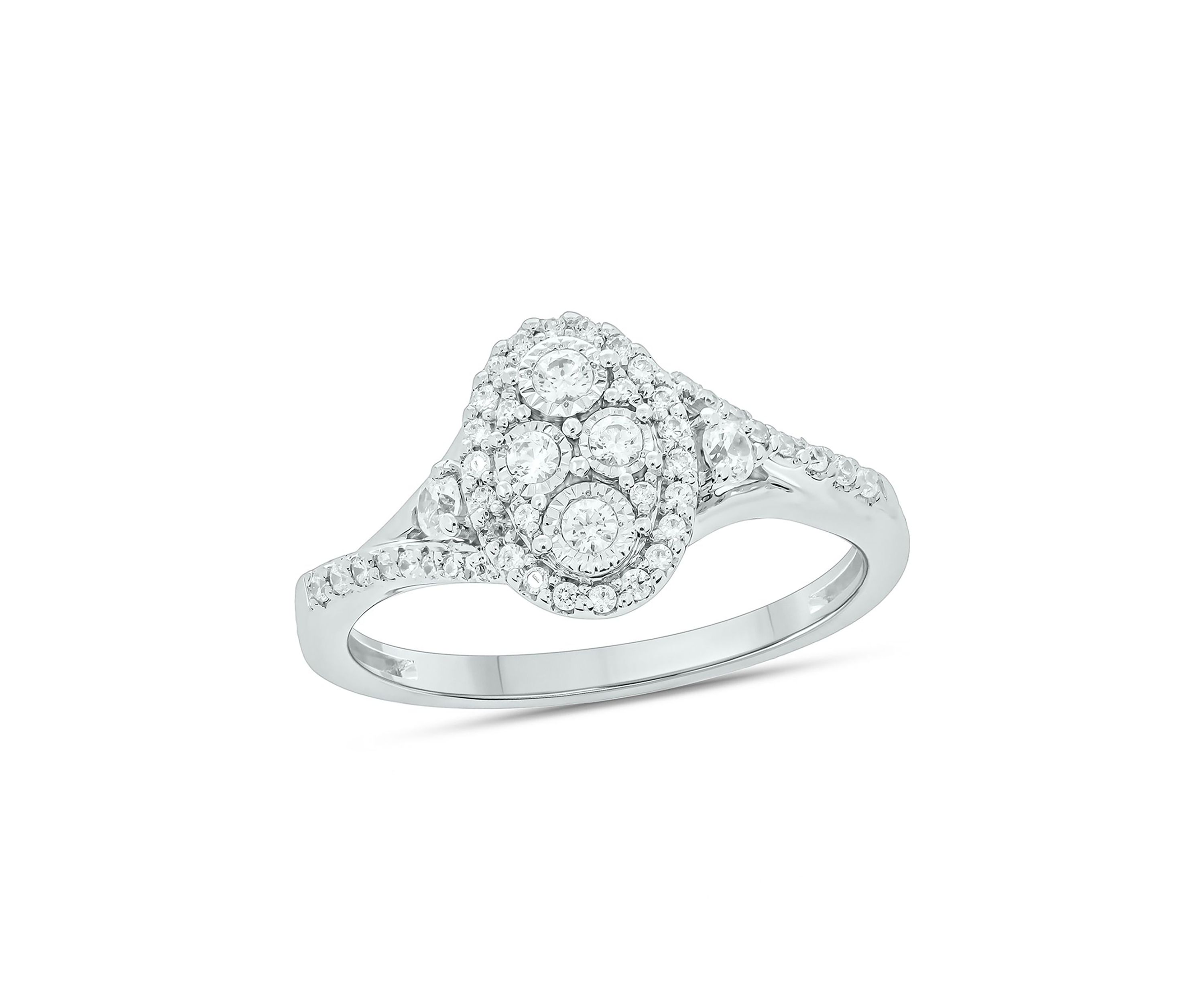 1/3 ct. t.w. Diamond Miracle Plate Oval Ring In Sterling Silver