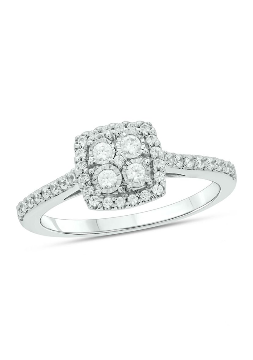 1/3 ct. t.w. Diamond Miracle Plate Promise Ring In Sterling Silver
