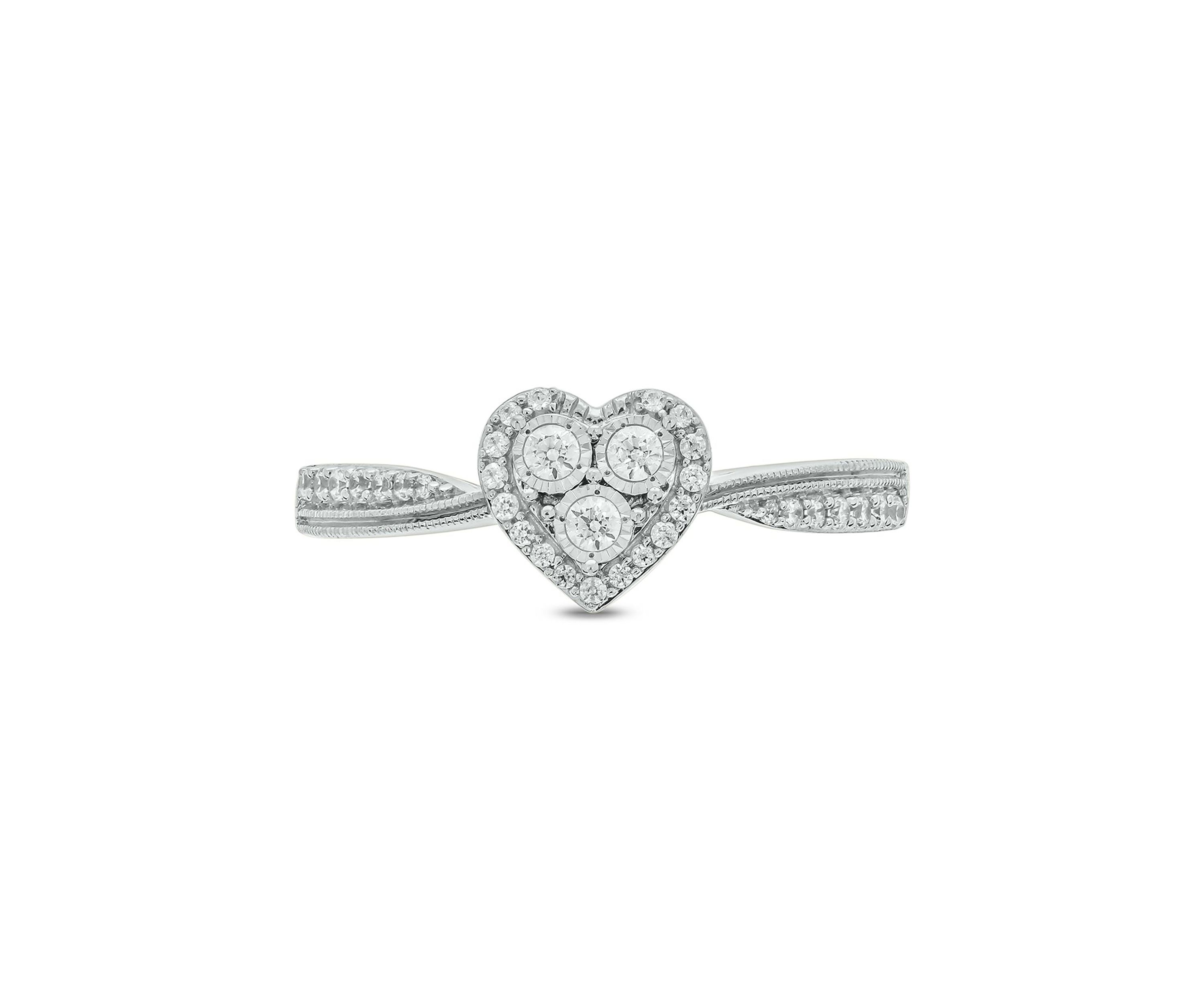 1/5 ct. t.w. Diamond Heart Promise Ring In 10K White Gold