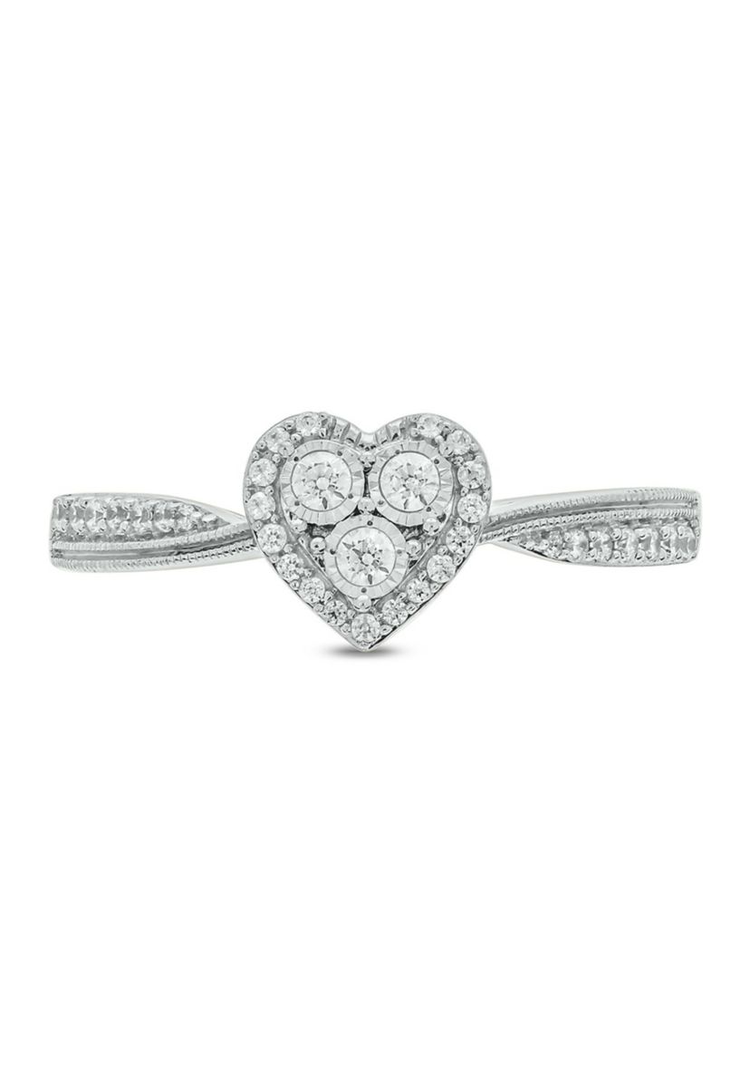 1/5 ct. t.w. Diamond Heart Promise Ring In 10K White Gold