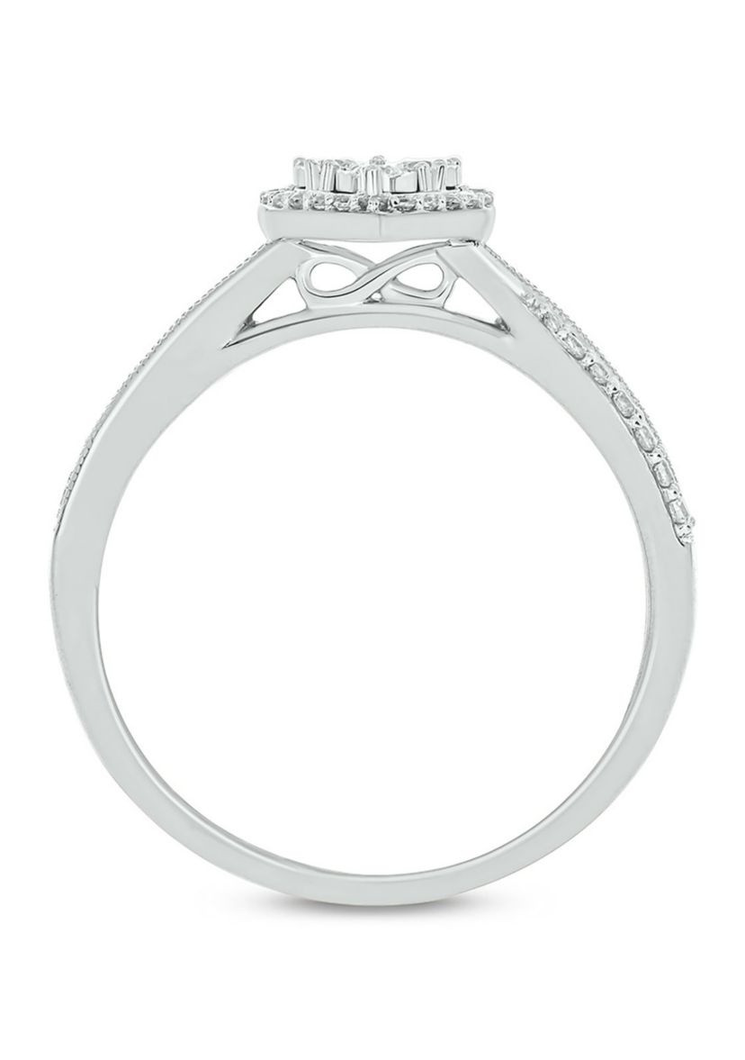 1/5 ct. t.w. Diamond Heart Promise Ring In 10K White Gold