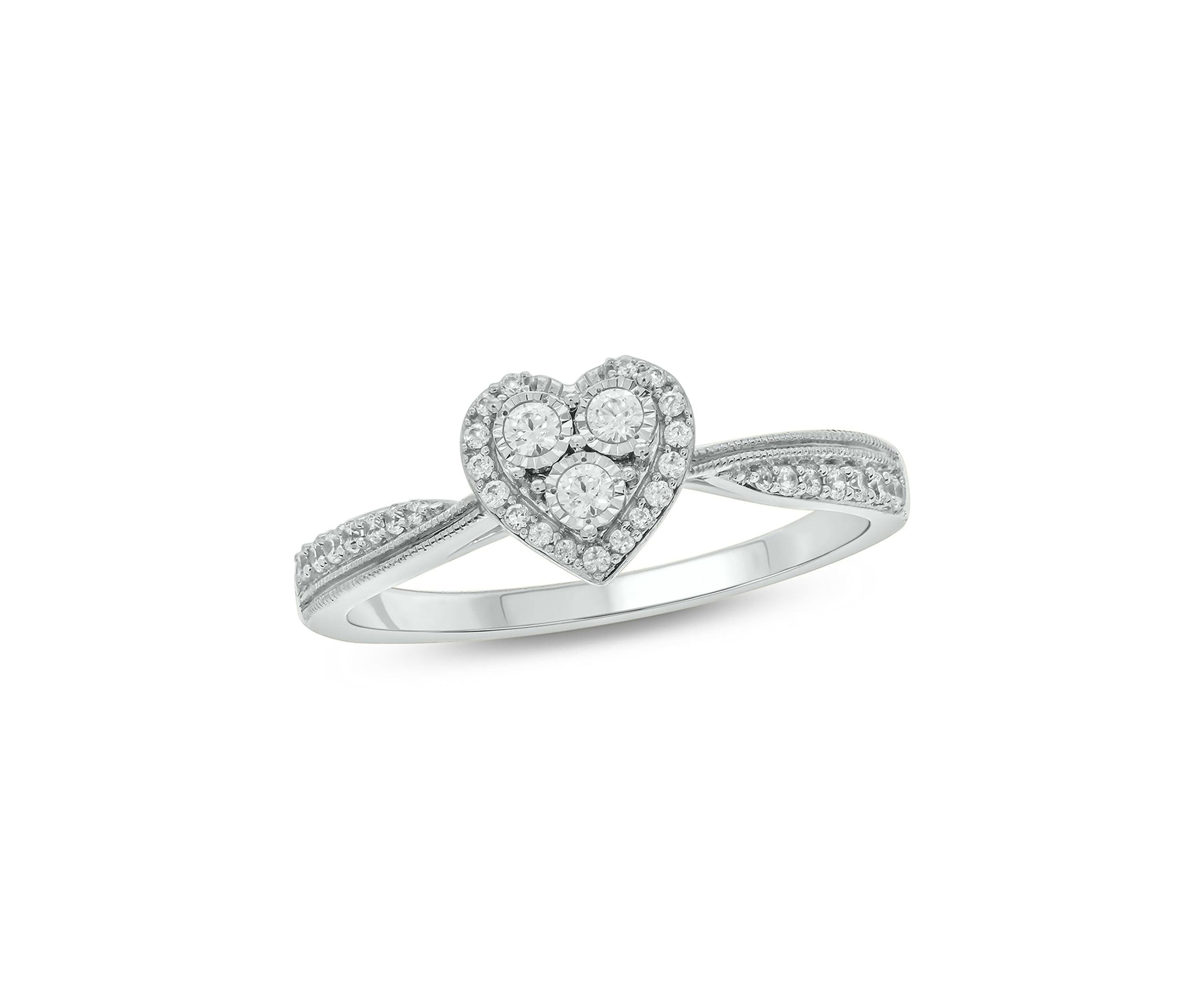 1/5 ct. t.w. Diamond Heart Promise Ring In 10K White Gold