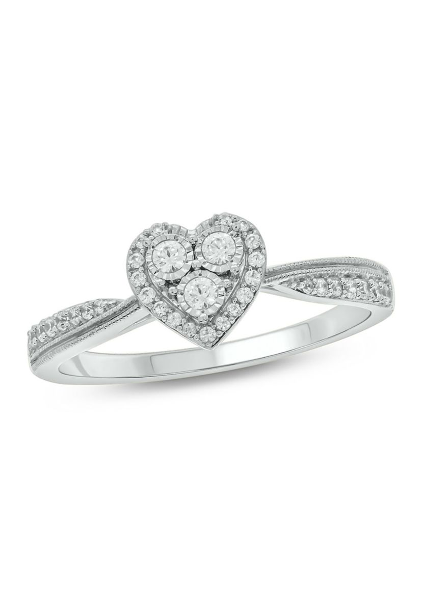 1/5 ct. t.w. Diamond Heart Promise Ring In 10K White Gold