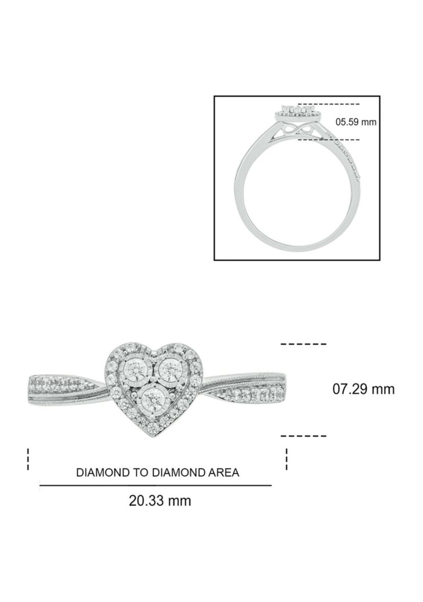 1/5 ct. t.w. Diamond Heart Promise Ring In 10K White Gold