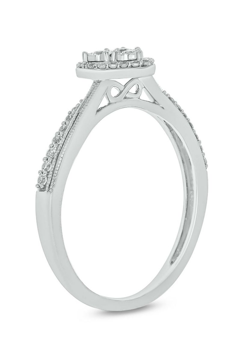 1/5 ct. t.w. Diamond Heart Promise Ring In 10K White Gold