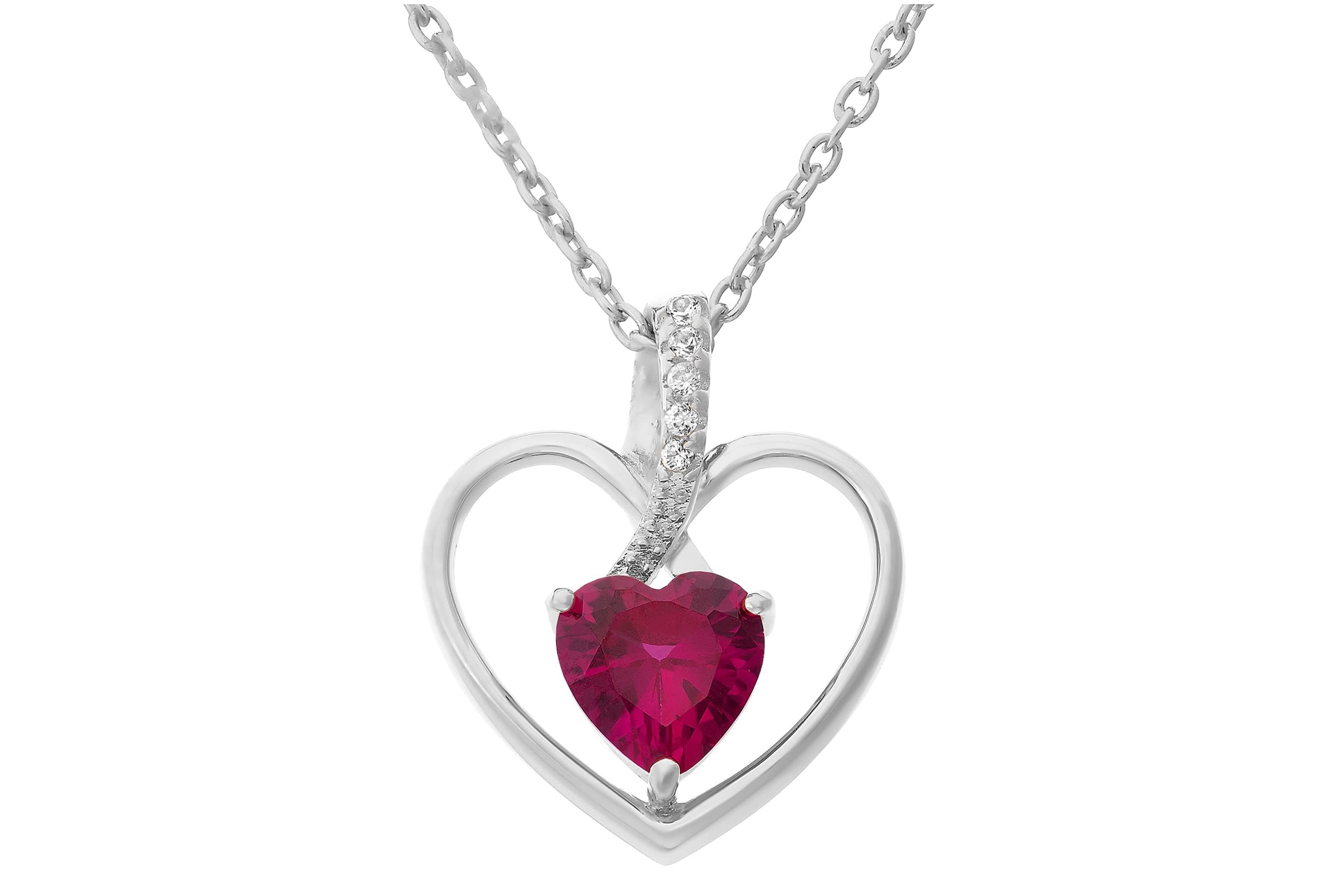 Sterling Silver 6mm Amethyst Open Heart Pendant 18-Inch Necklace