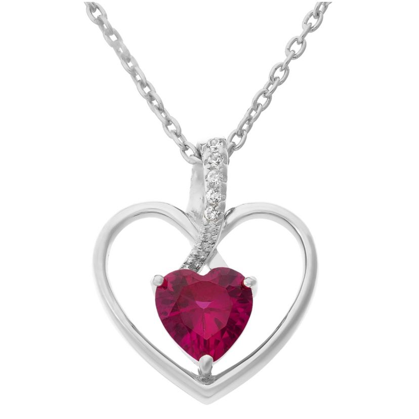 Sterling Silver 6mm Amethyst Open Heart Pendant 18-Inch Necklace