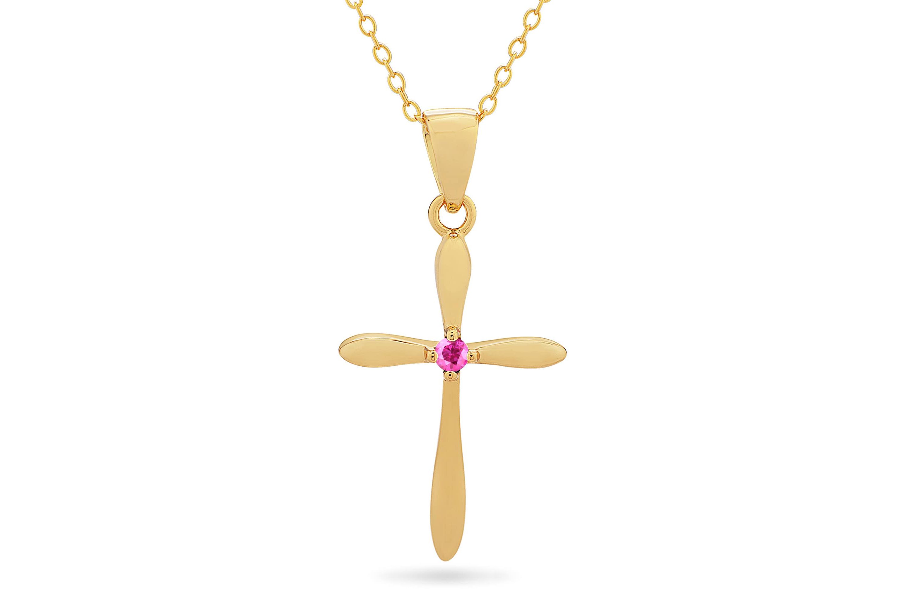 Lab Created 14K Gold Plated Sterling Silver 2.5mm Emerald Pendant 18-Inch Necklace