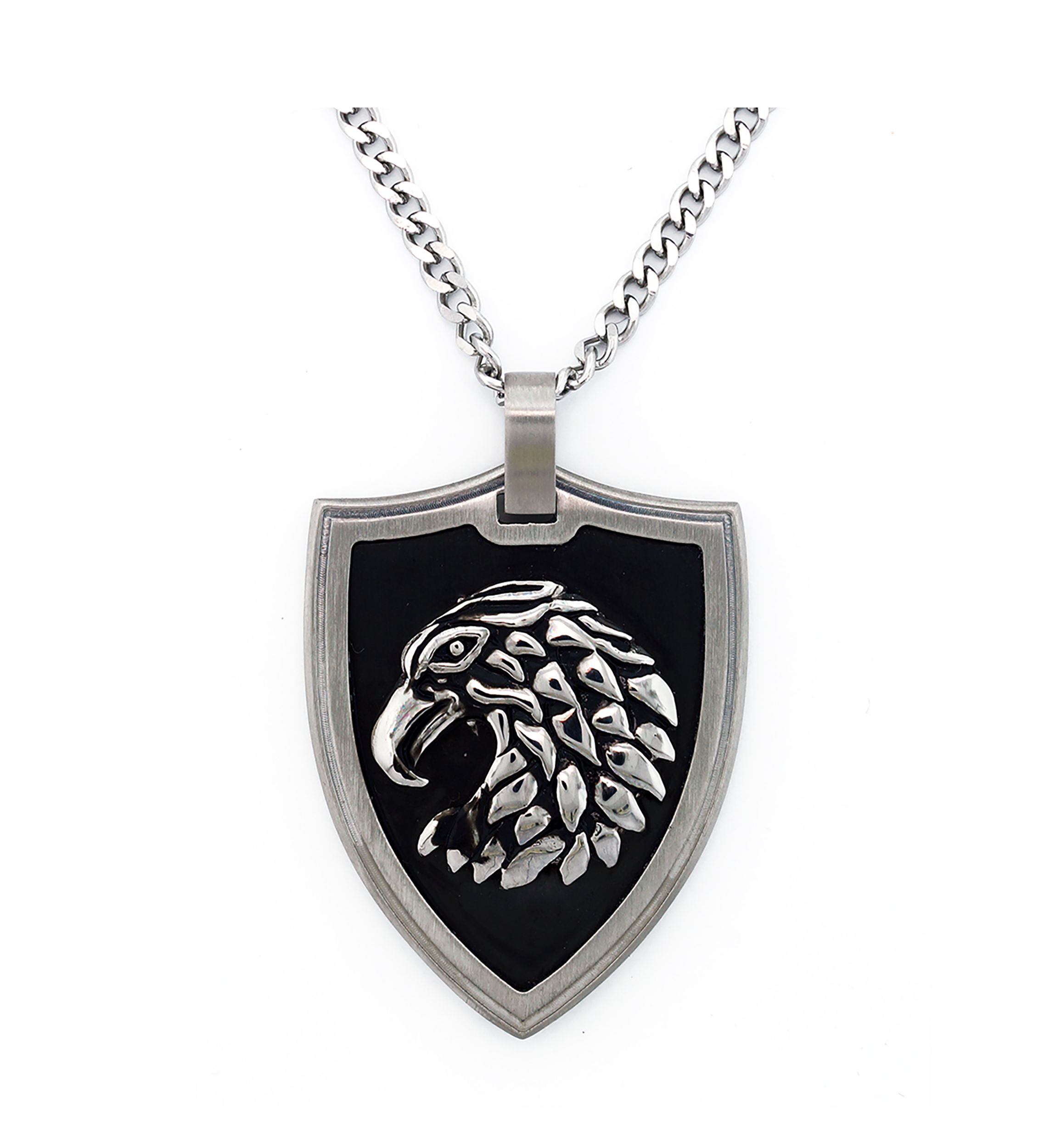 Stainless Steel Black Ion Plated Eagle Pendant Necklace