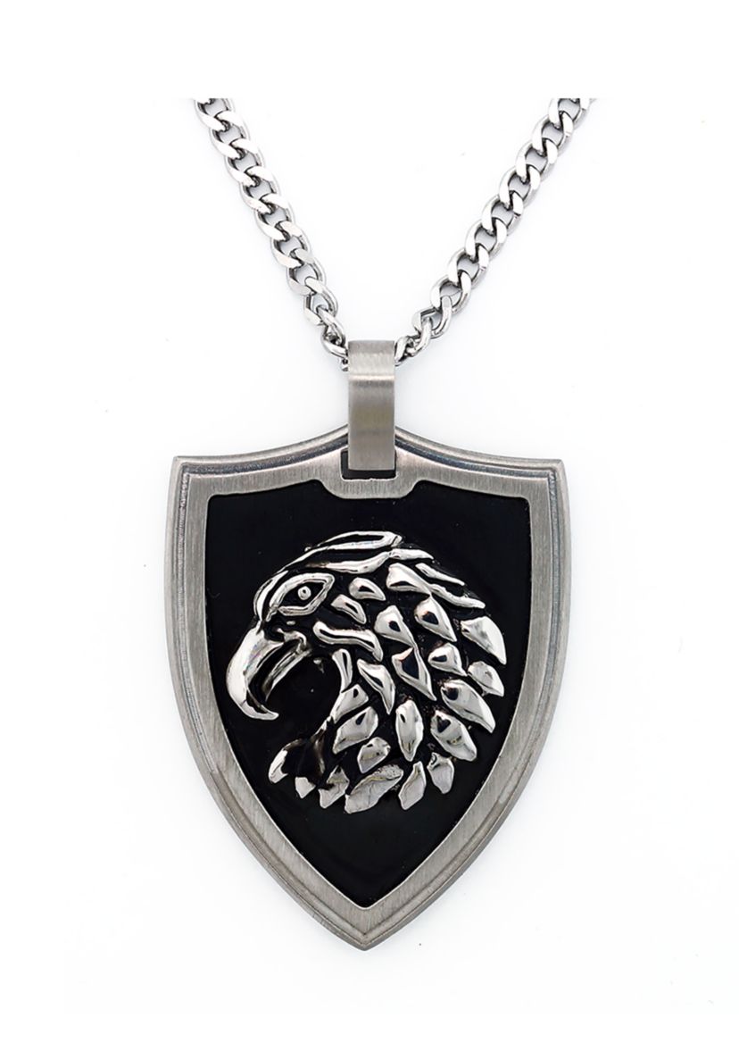 Stainless Steel Black Ion Plated Eagle Pendant Necklace