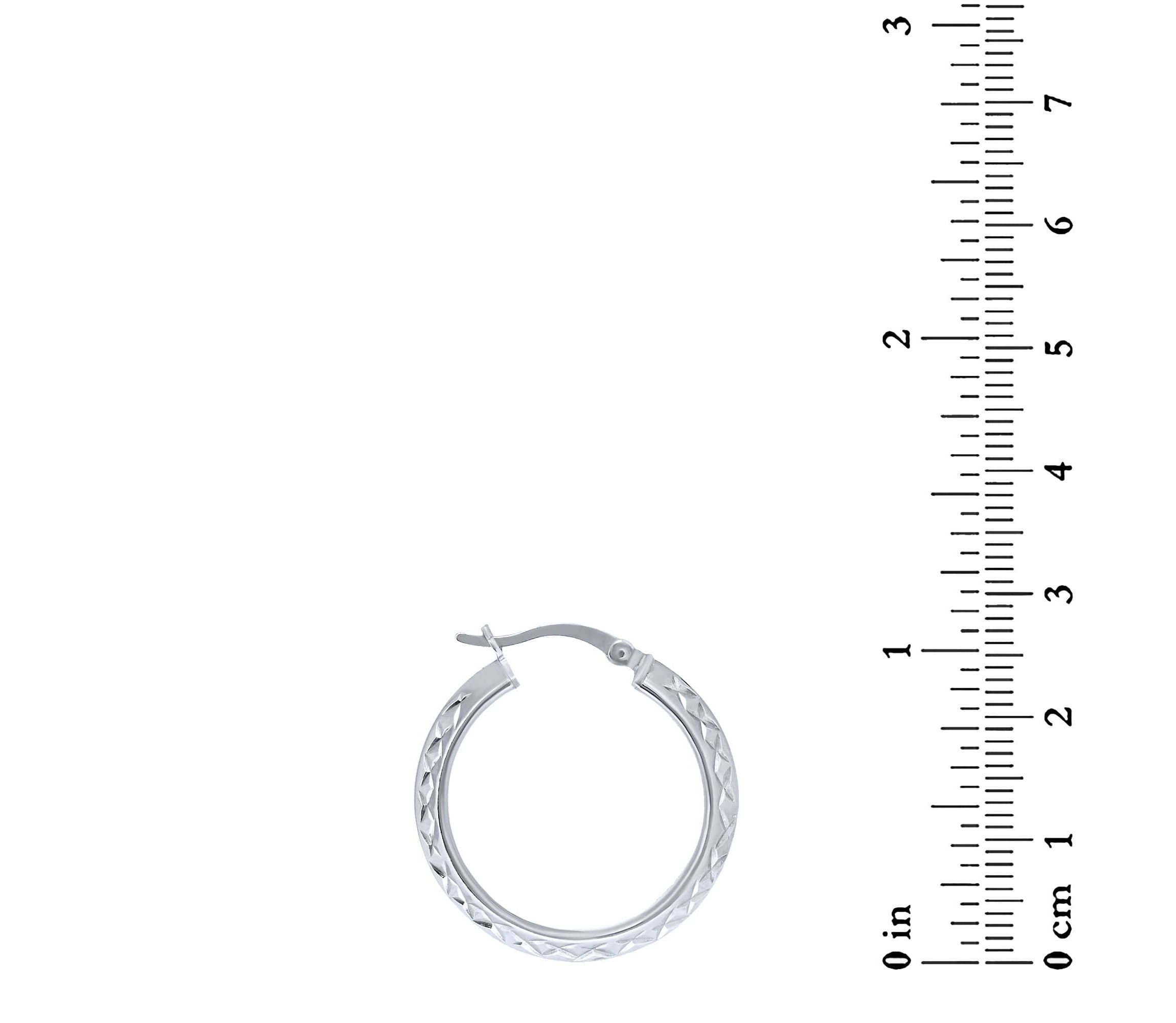 Sterling Silver 25x3mm Diamond Cut Knife Edge Hoop Earrings
