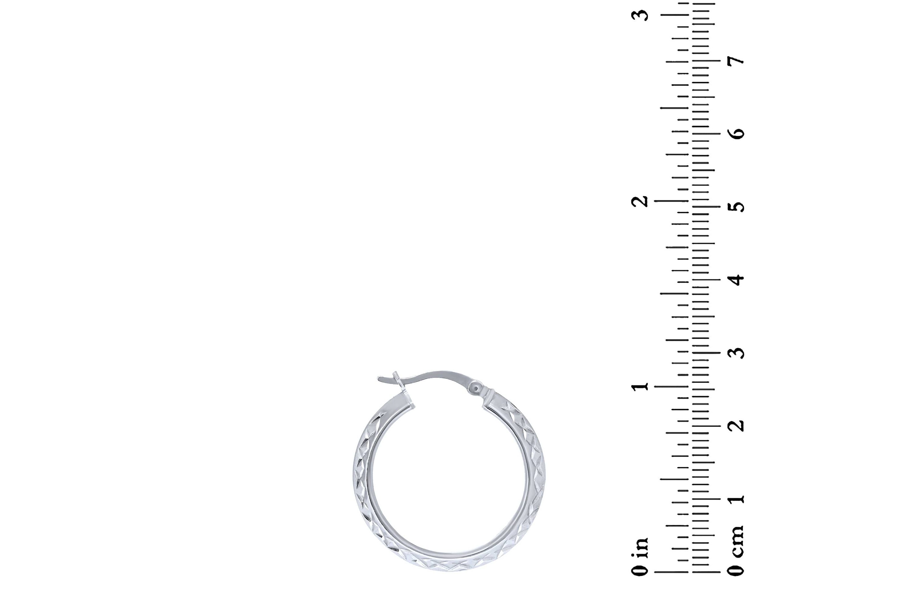 Sterling Silver 25x3mm Diamond Cut Knife Edge Hoop Earrings