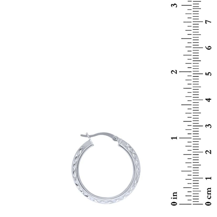 Sterling Silver 25x3mm Diamond Cut Knife Edge Hoop Earrings