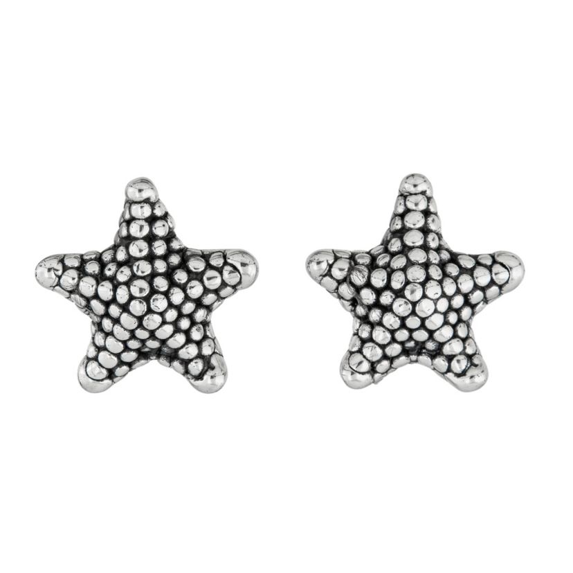 Sterling Silver Oxidized Starfish Electroform Stud Earrings