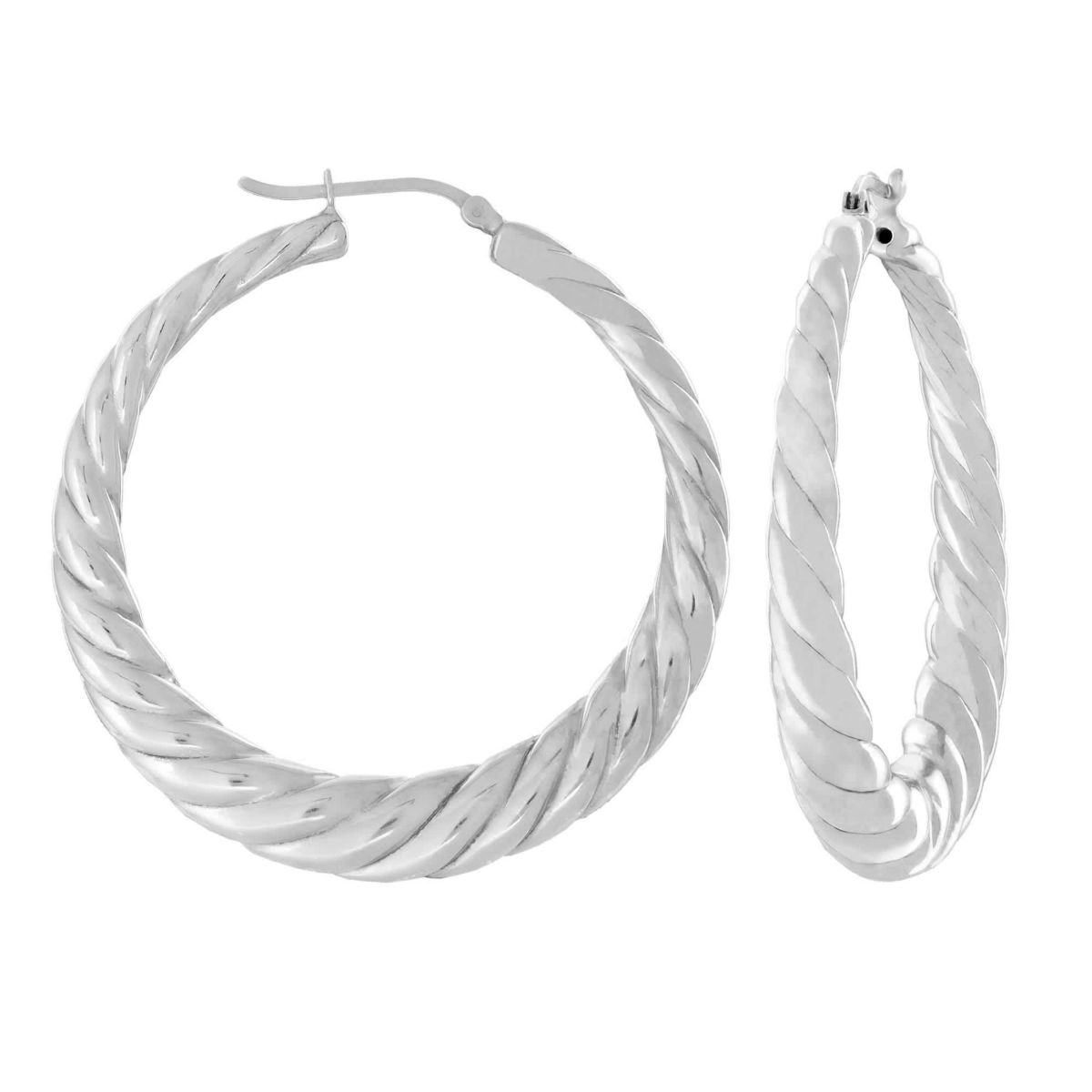 Sterling Silver 48mm Graduated Electroform Fluted Hoop Earrings