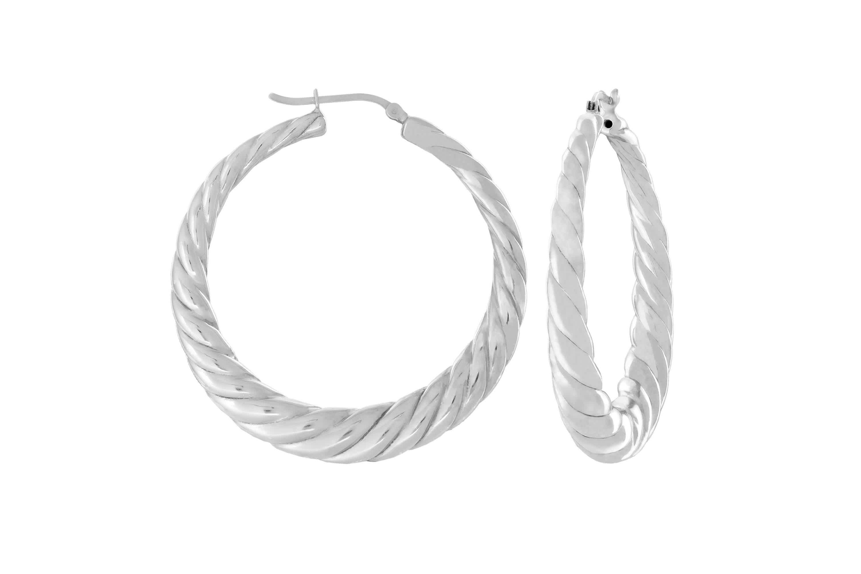 Sterling Silver 48mm Graduated Electroform Fluted Hoop Earrings