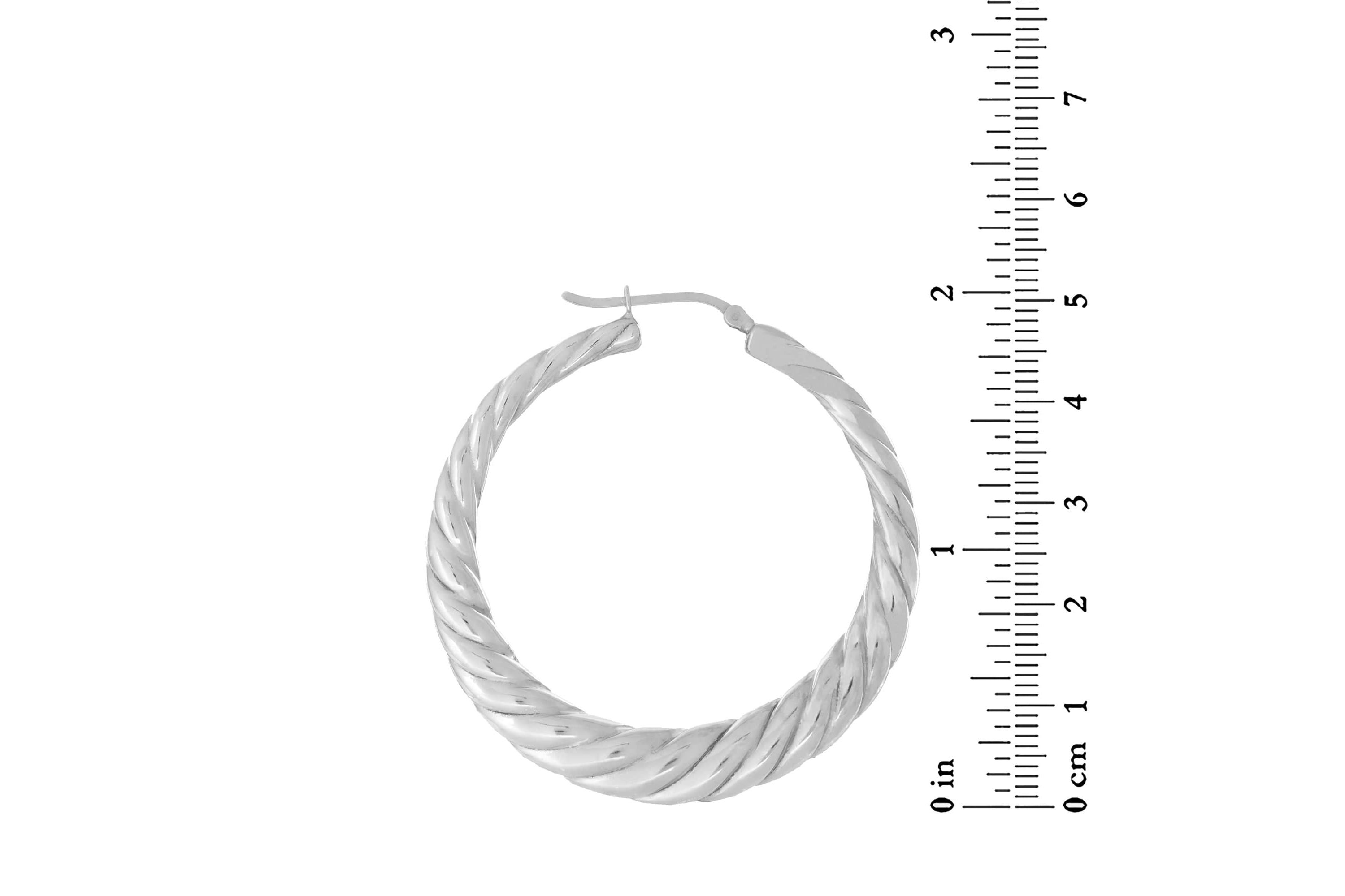 Sterling Silver 48mm Graduated Electroform Fluted Hoop Earrings