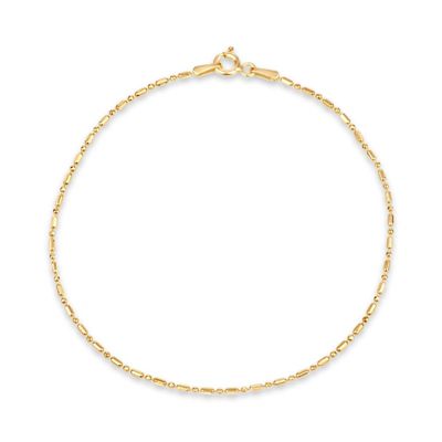 Forever New 18K Gold Over Sterling Silver Mini 1 Plus 1 Bead Chain 8-Inch Bracelet