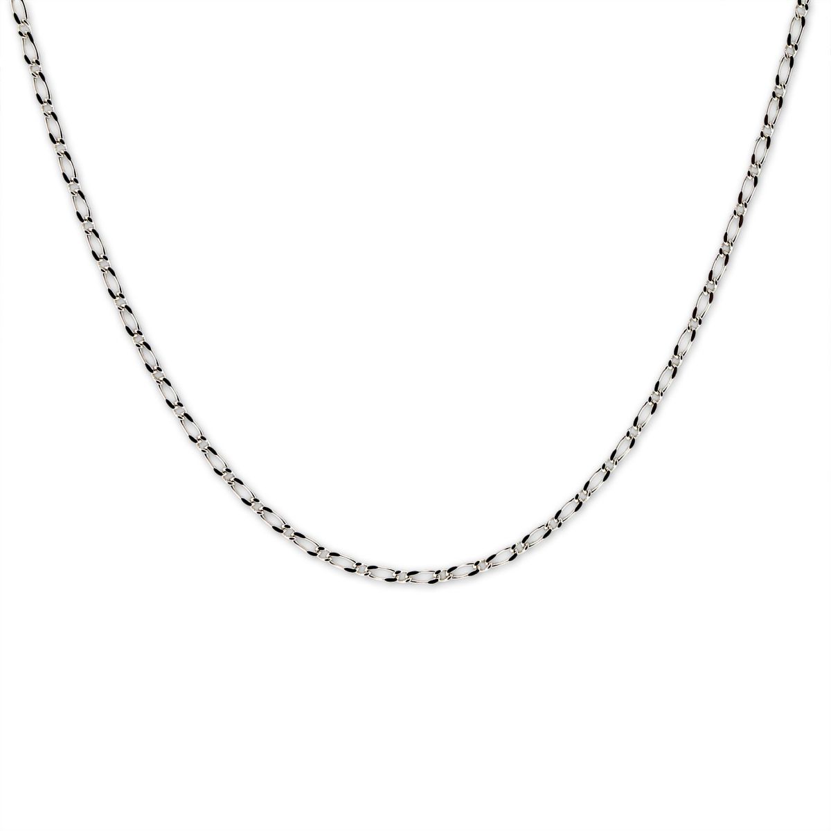Sterling Silver Mini 1 Plus 1 Figaro Chain 22-Inch Necklace, Made in Italy