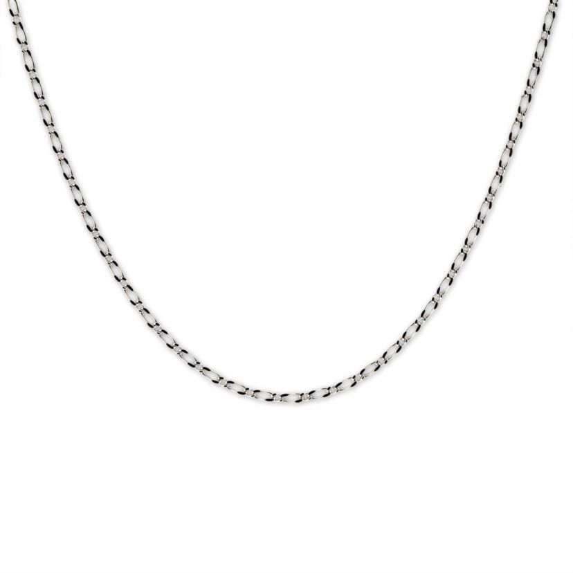 Sterling Silver Mini 1 Plus 1 Figaro Chain 22-Inch Necklace, Made in Italy