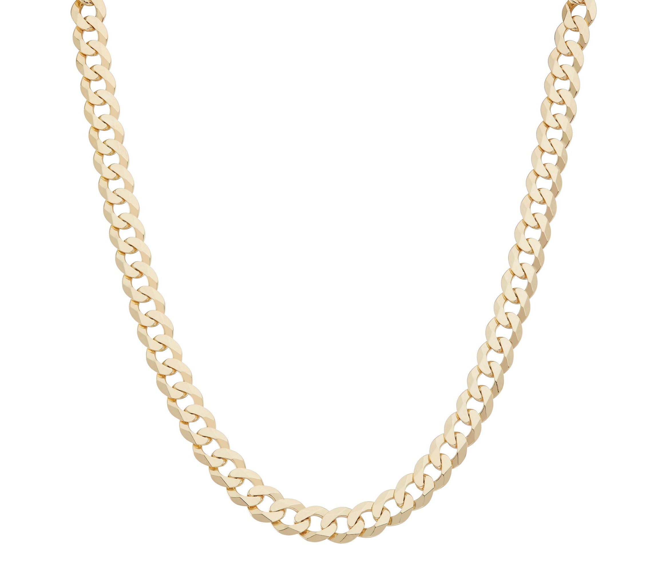 18K Gold Plated Sterling Silver 200 Gauge Curb Link 24-Inch Necklace, Made in Italy