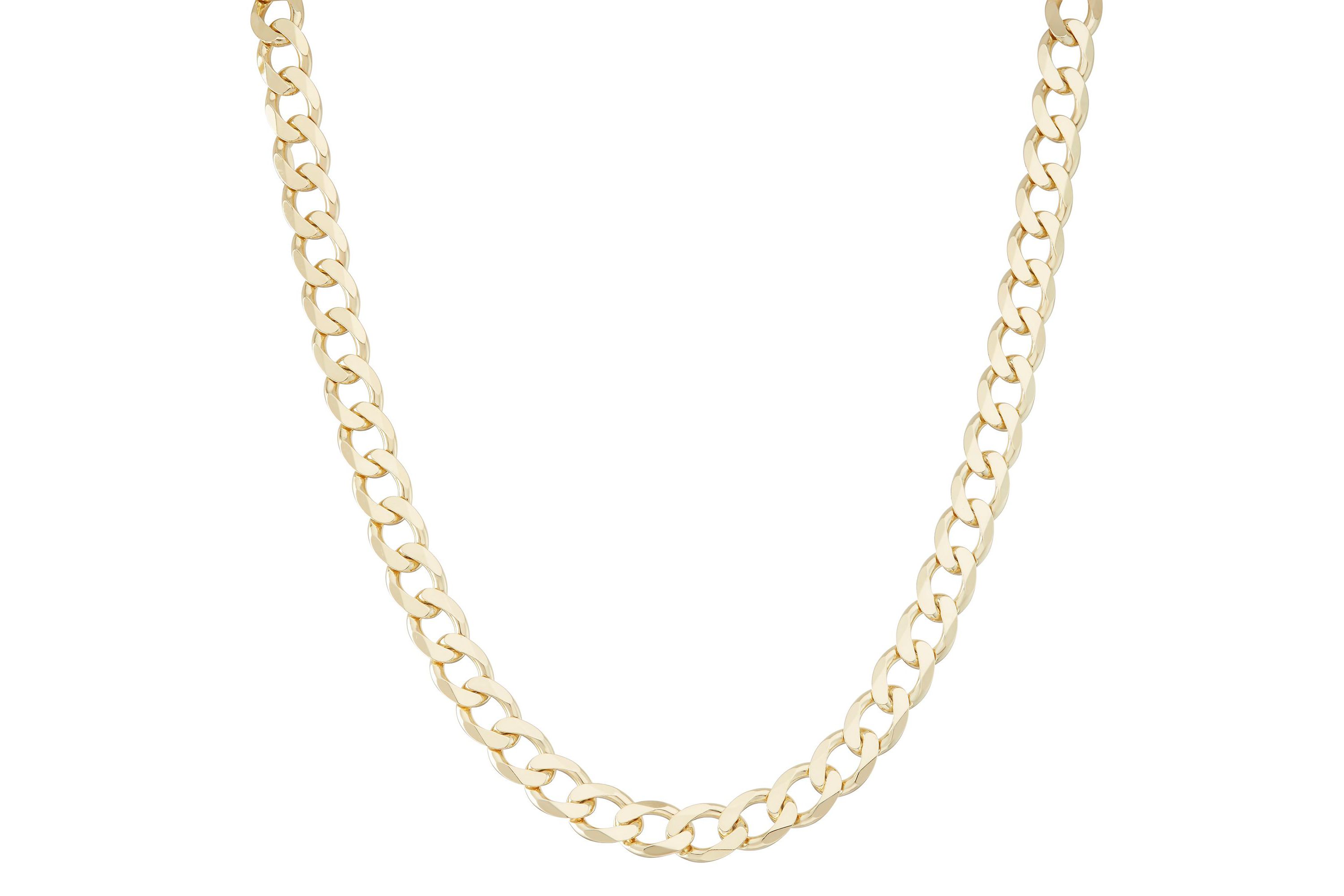 18K Gold Plated Sterling Silver 220 Gauge Curb Link 24-Inch Necklace, Made in Italy