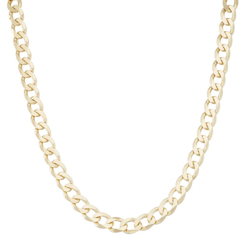 18K Gold Plated Sterling Silver 220 Gauge Curb Link 24-Inch Necklace, Made in Italy