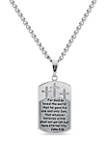 Stainless Steel 2-Piece Dog Tag with Prayer and Cutout Dog Tag Cross Pendant 24-Inch Necklace