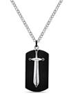 Stainless Steel 2-Piece Dog Tag with Sword Pendant 24-Inch Necklace