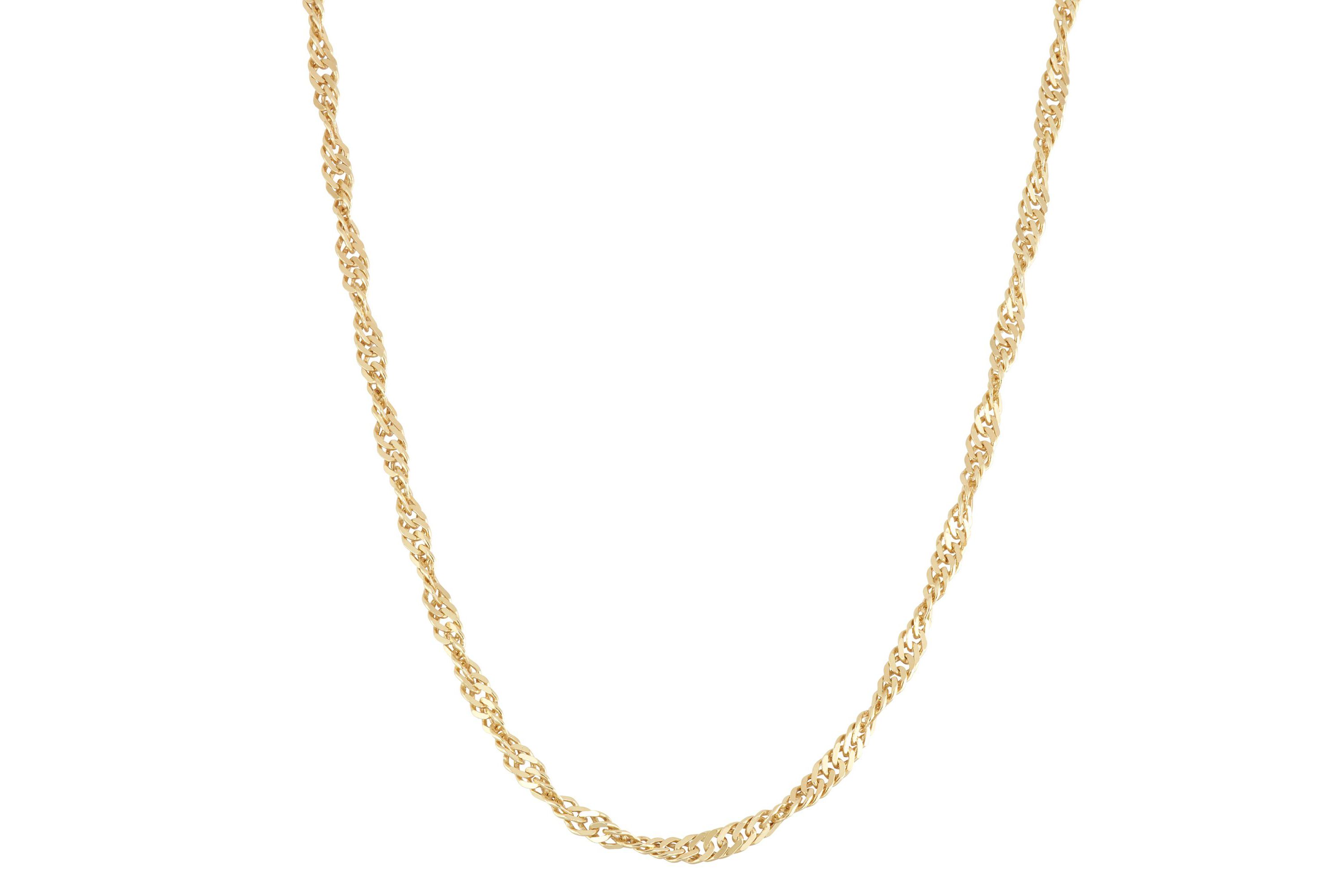 18K Gold Plated Sterling Silver 40 Gauge Singapore Chain 18-Inch Necklace, Made in Italy