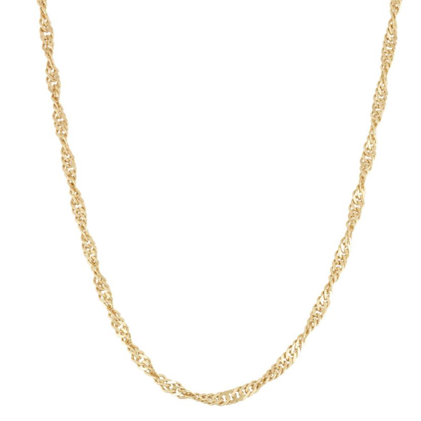 18K Gold Plated Sterling Silver 40 Gauge Singapore Chain 18-Inch Necklace, Made in Italy