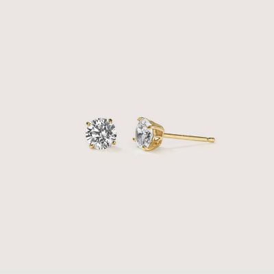 KIERA Lab Created 14k Gold Lab grown diamond 2 ctw round cut stud earrings