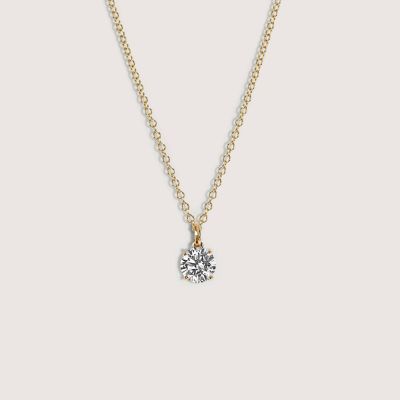 KIERA Lab Created 14k Gold Lab grown diamond 1 ctw round cut solitaire pendant necklace, Yellow, 18 in