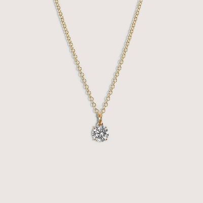 KIERA Lab Created 14k Gold Lab grown diamond 0.5 ctw round cut solitaire pendant necklace, Yellow, 18 in