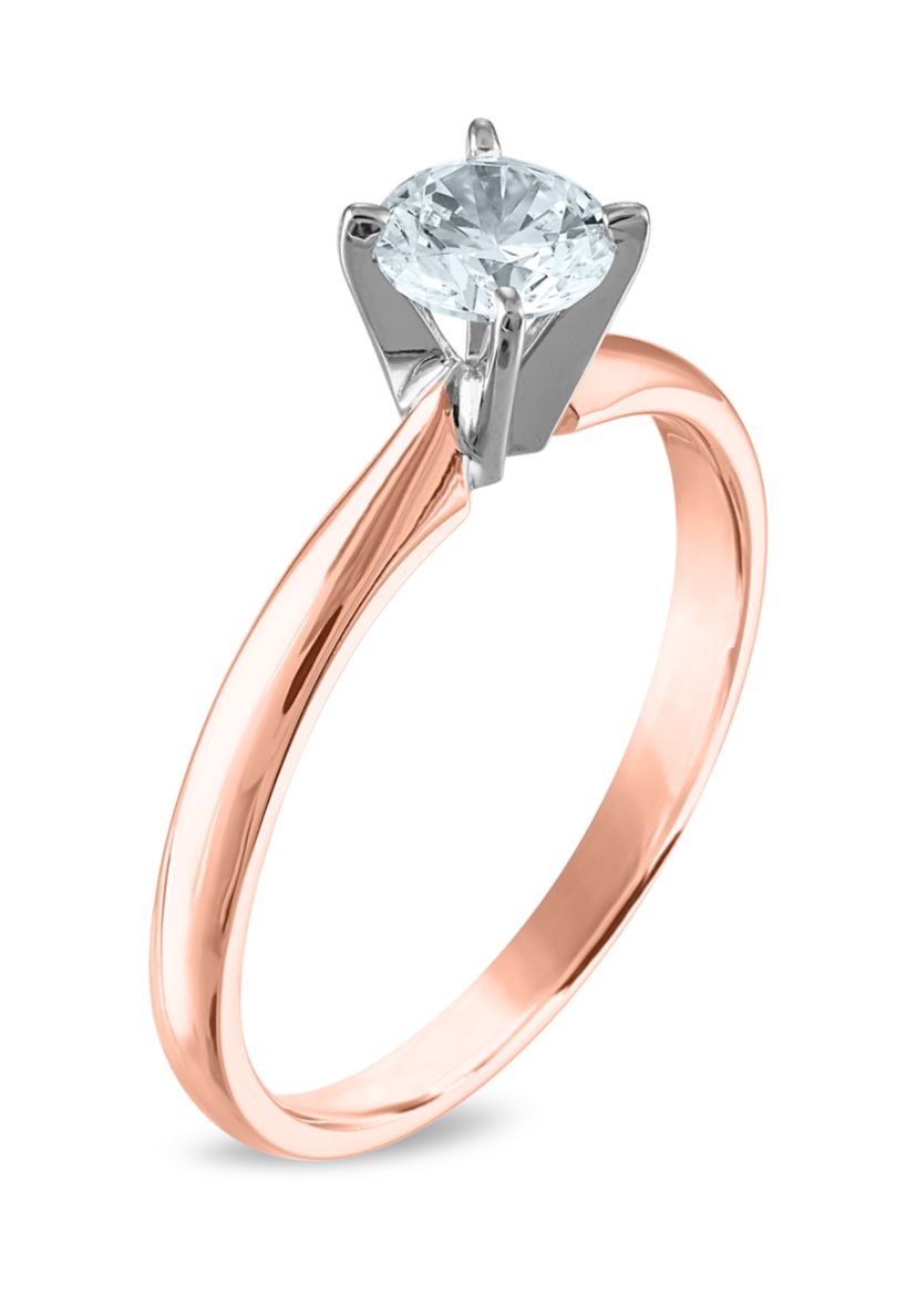 1/4 ct. t.w. Diamond Solitaire Ring Mounted in 14K Rose Gold