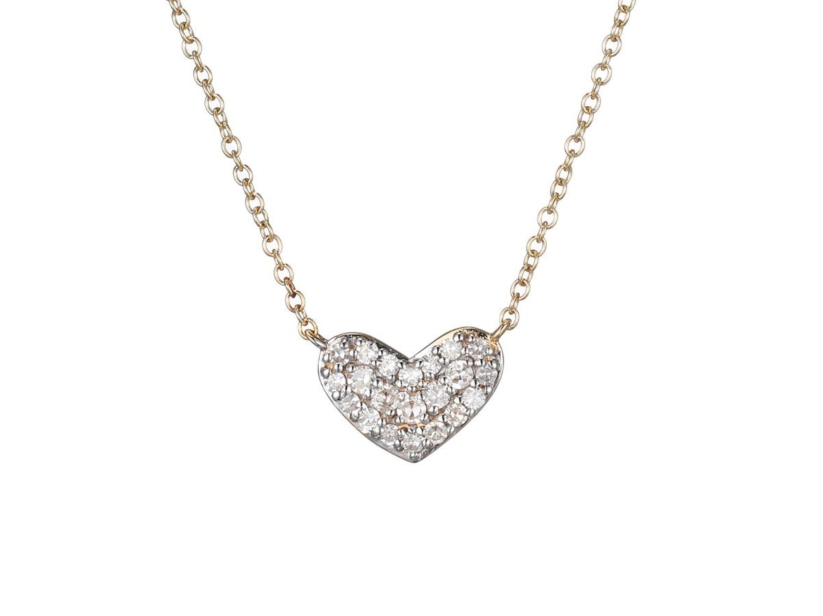 1/8 cttw Diamond Petit Heart Necklace in 14k Yellow Gold\