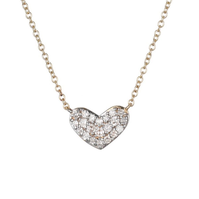 1/8 cttw Diamond Petit Heart Necklace in 14k Yellow Gold\
