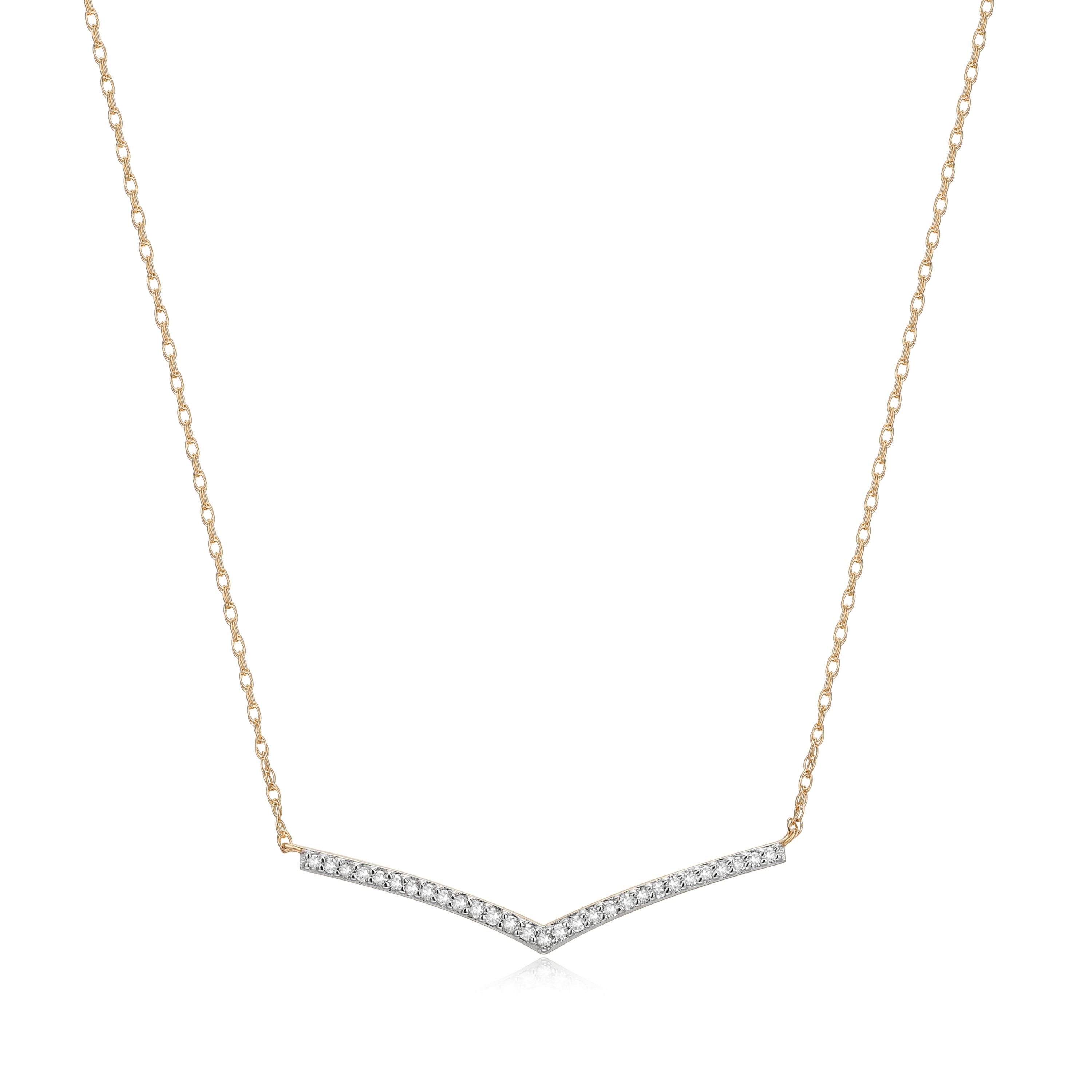 1/8 cttw Diamond Chevron Necklace in 14k Yellow Gold