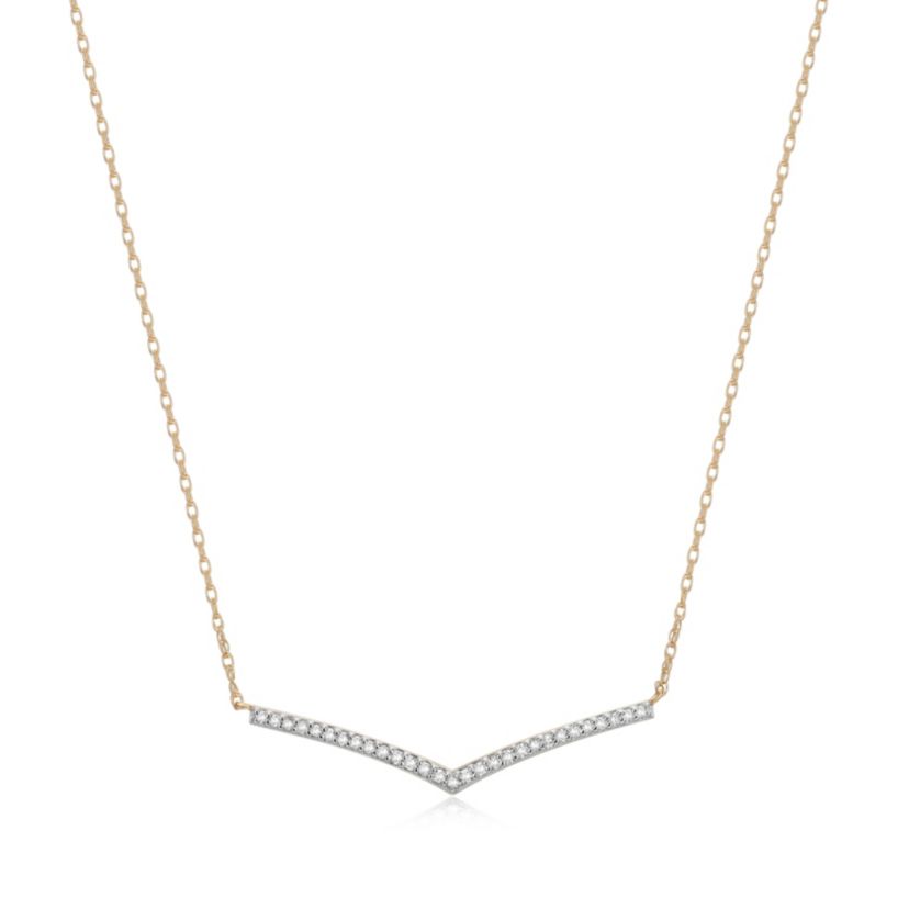1/8 cttw Diamond Chevron Necklace in 14k Yellow Gold