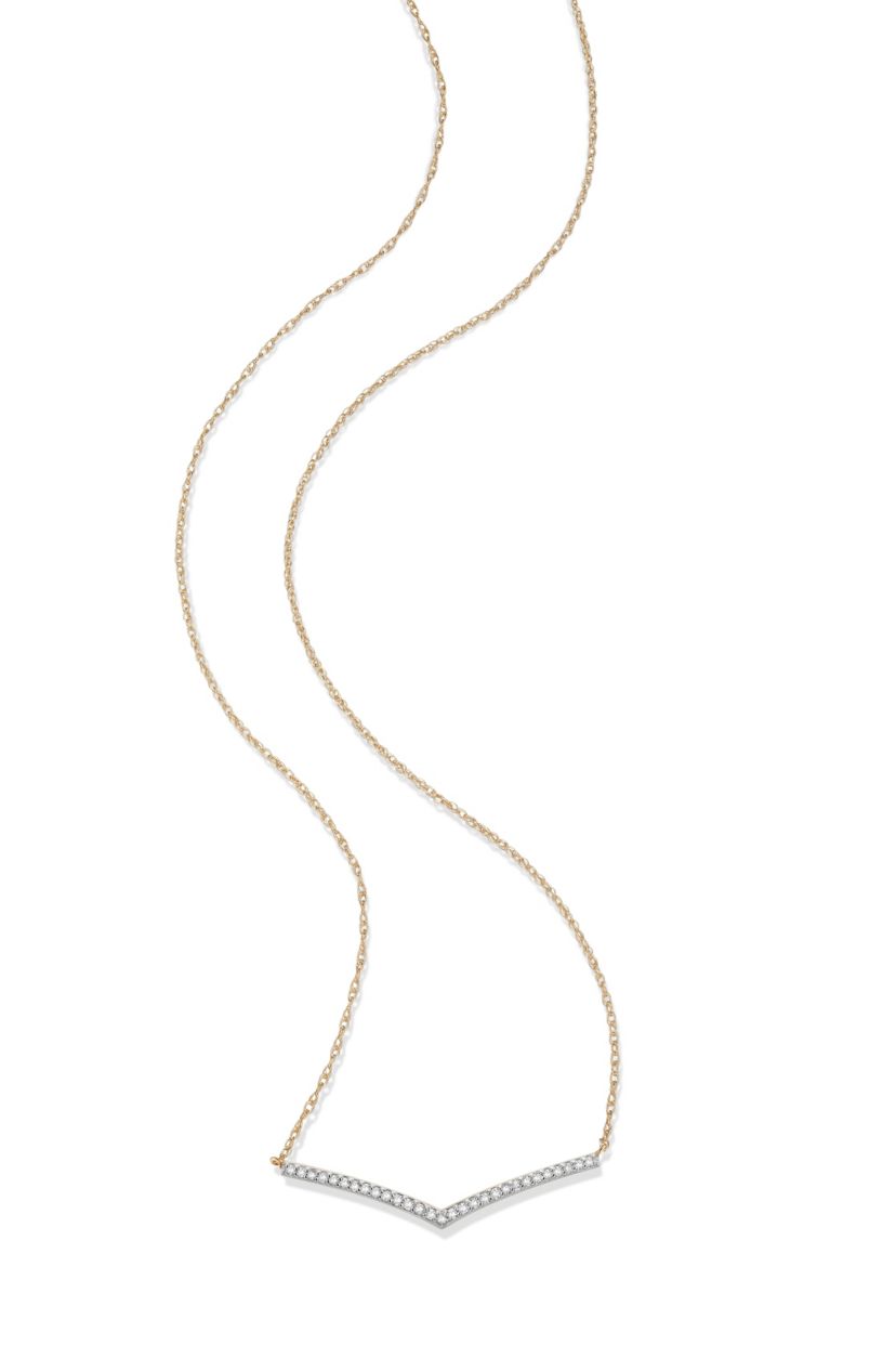 1/8 cttw Diamond Chevron Necklace in 14k Yellow Gold
